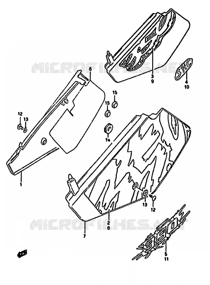 ACHTER KUIP  (DR350SHN/SHP/SHR) Suzuki MOTO 350 DR 1991  DR350SM(L/M/N/P/R)