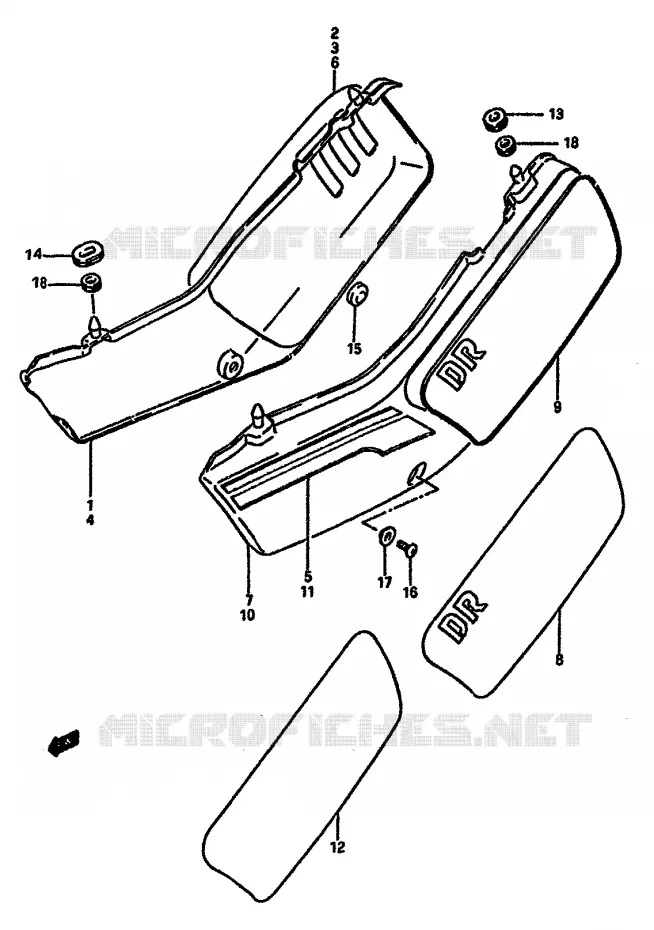 ACHTER KUIP  (MODELE F/G/H) Suzuki MOTO 600 DR 1986  DR600SG(E2)