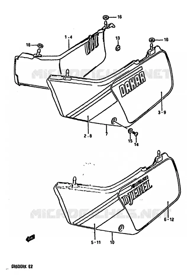 ACHTER KUIP  (MODELE H) Suzuki MOTO 600 DR 1986  DR600RG(E2)