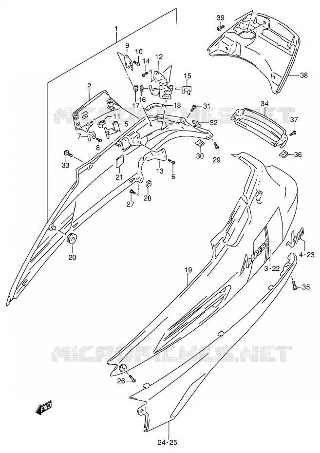 ACHTER KUIP  (MODELE M) Suzuki SCOOTER 100 ADDRESS 1997  AG100V(E71)