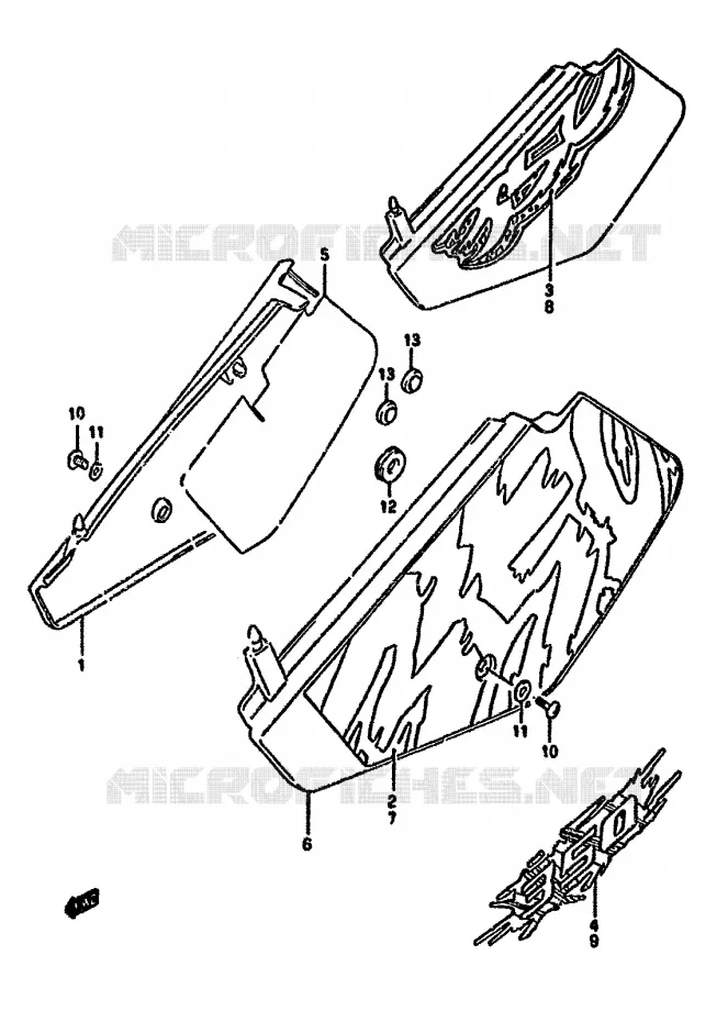 ACHTER KUIP  (MODELE N/P/R) Suzuki MOTO 350 DR 1994  DR350SR(L/M/N/P/R)
