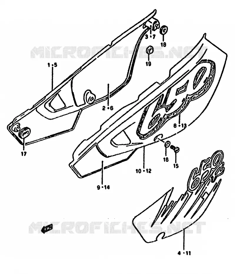 ACHTER KUIP  (MODELE N/P) Suzuki MOTO 650 DR 1993  DR650RP(N/P/R)