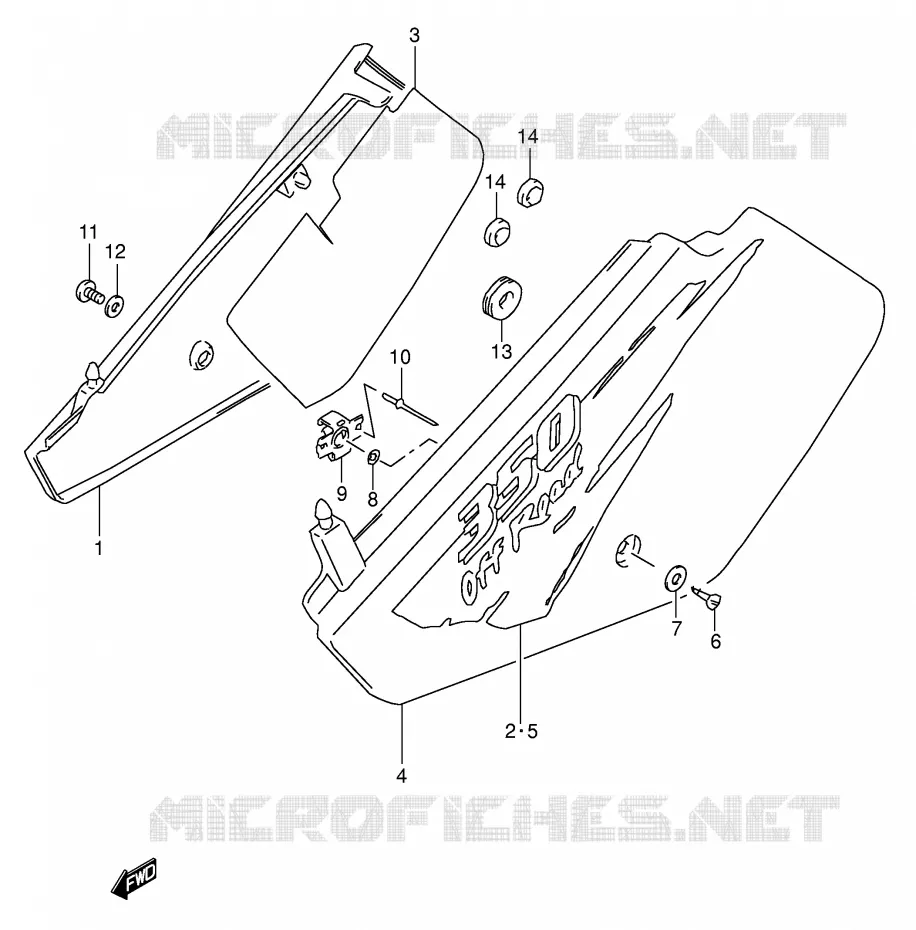 ACHTER KUIP  (MODELE T) Suzuki MOTO 350 DR 1996  DR350T(E1)