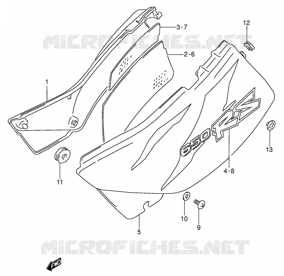 ACHTER KUIP  (MODELE T) Suzuki MOTO 650 DR 1996  DR650RSEUT(E4)