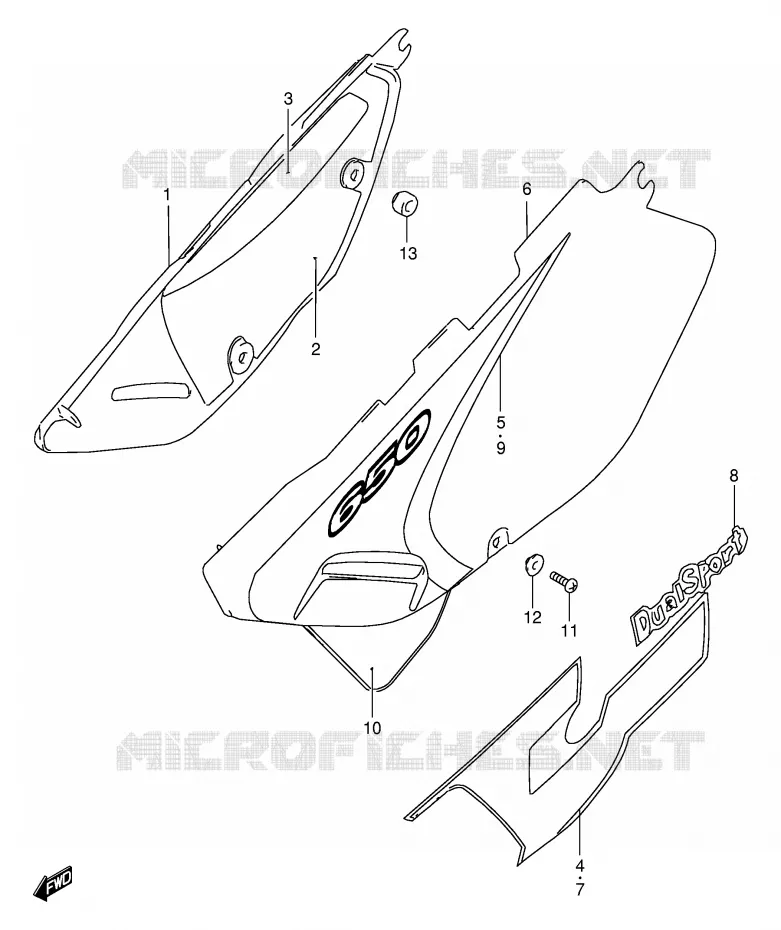 ACHTER KUIP  (MODELE W/X) Suzuki MOTO 650 DR 1999  DR650SEUX(E4)