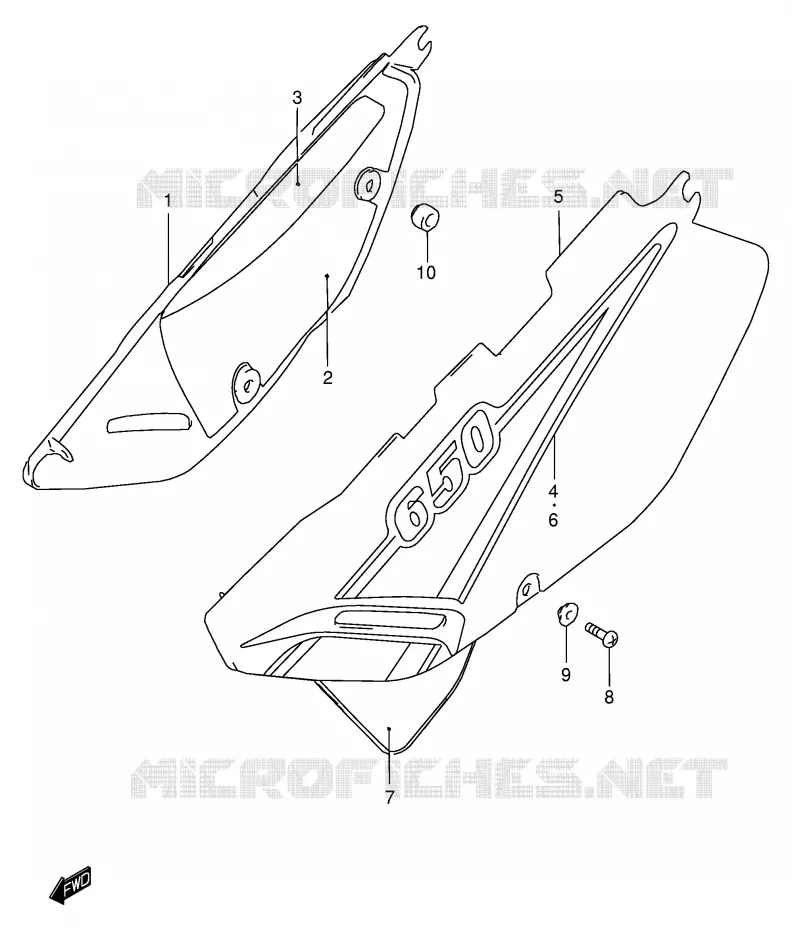 ACHTER KUIP  (MODELE Y) Suzuki MOTO 650 DR 1998  DR650SEUW(E4)