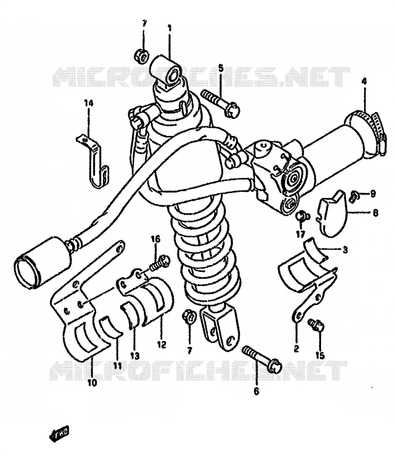 ACHTER SCHOKDEMPER (DR350SHN/SHP/SHR) Suzuki MOTO 350 DR 1993  DR350SP(L/M/N/P/R)