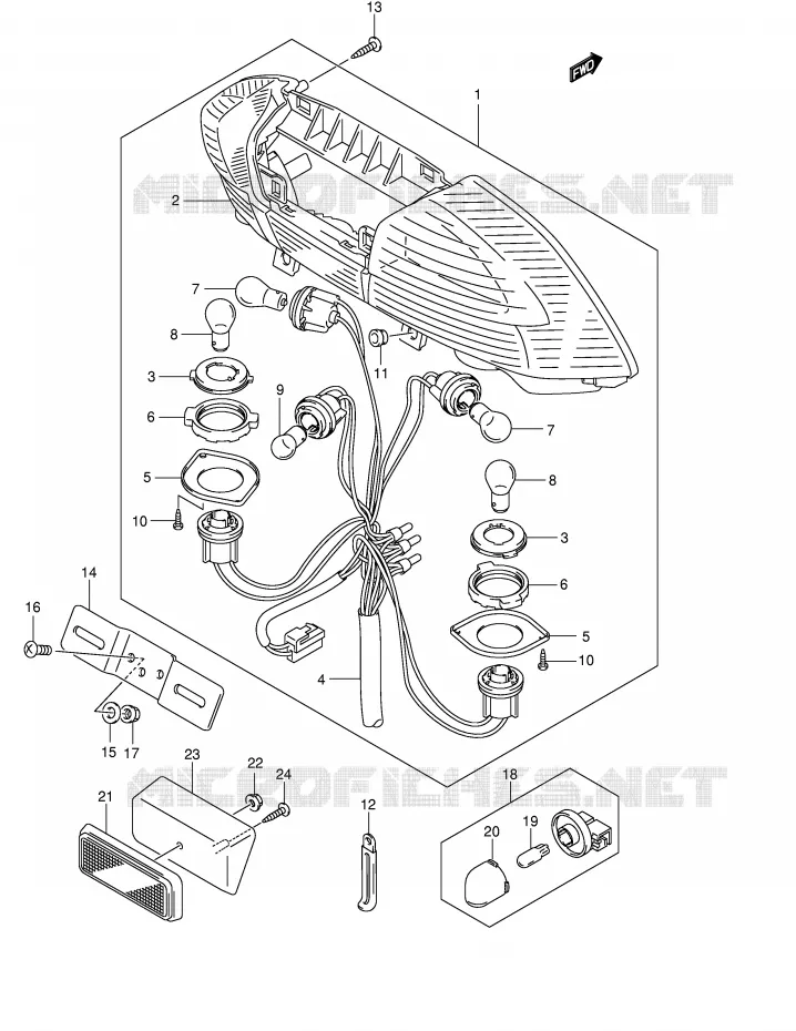 ACHTERLICHT (MODELE K4/K5/K6 E38) Suzuki SCOOTER 250 BURGMAN 2004  AN250K4(E2)