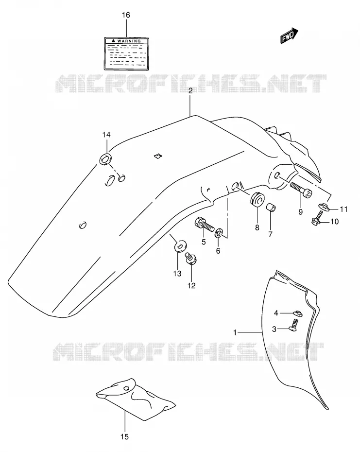 ACHTERSPATBORD - STICKERS (MODELE L/M/N/P) Suzuki MOTO 350 DR 1995  DR350S(E1)