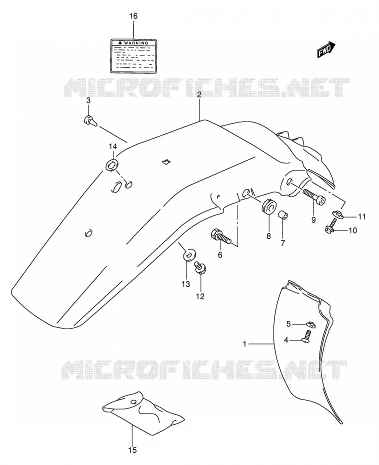 ACHTERSPATBORD - STICKERS (MODELE R/S/T) Suzuki MOTO 350 DR 1991  DR350M(E1)