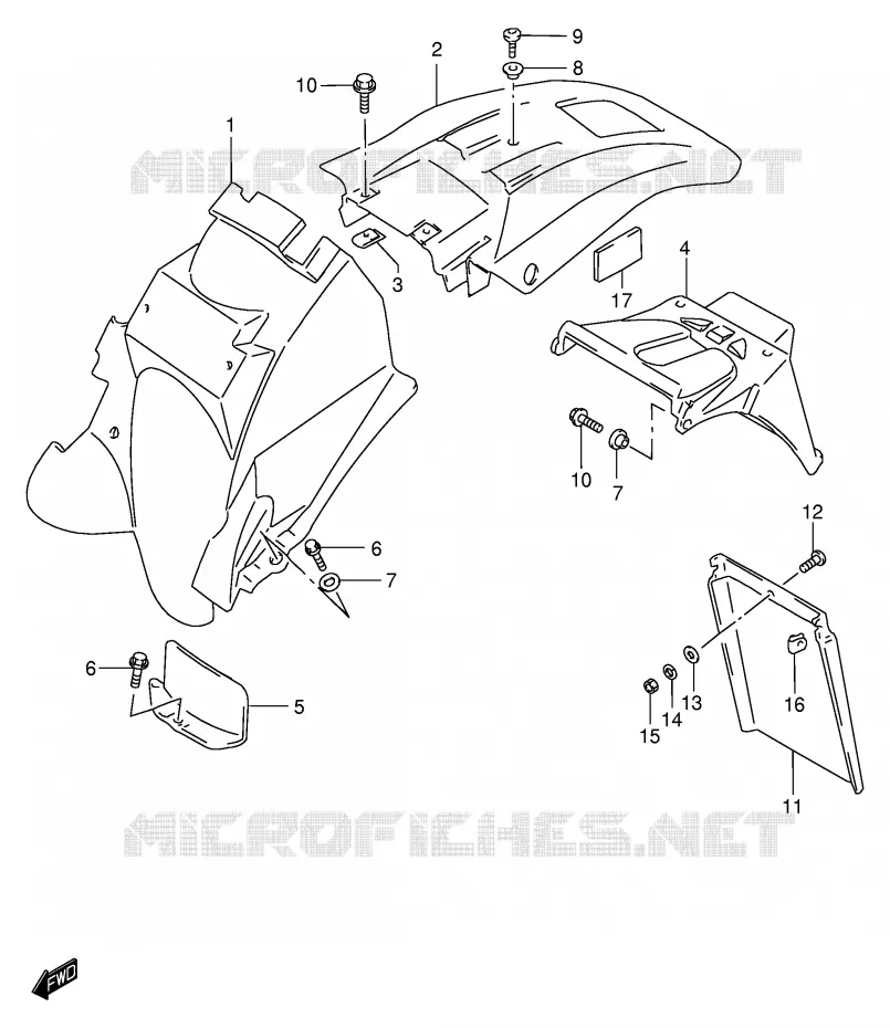 ACHTERSPATBORD (MODELE K1/K2/K3) Suzuki MOTO 650 DR 2001  DR650SEUK1(E4)