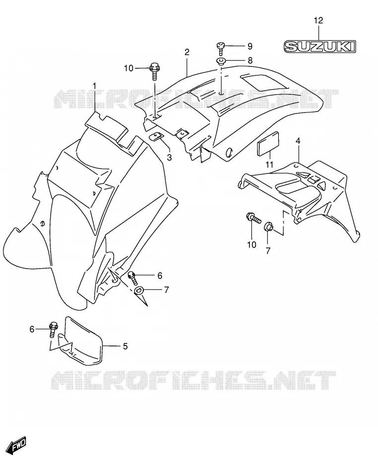 ACHTERSPATBORD (MODELE K4/K5 E24) Suzuki MOTO 650 DR 2001  DR650SEK1(E4)