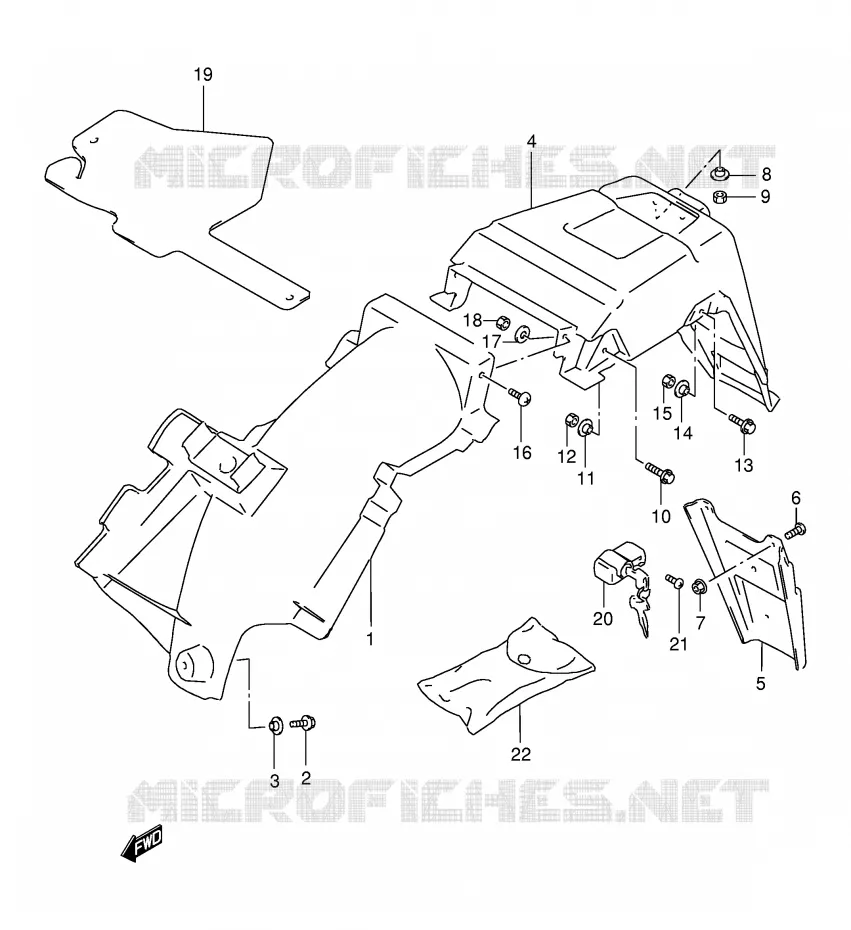 ACHTERSPATBORD (MODELE R/S/T/V/W) Suzuki MOTO 125 DR 1999  DR125SEX(E4)