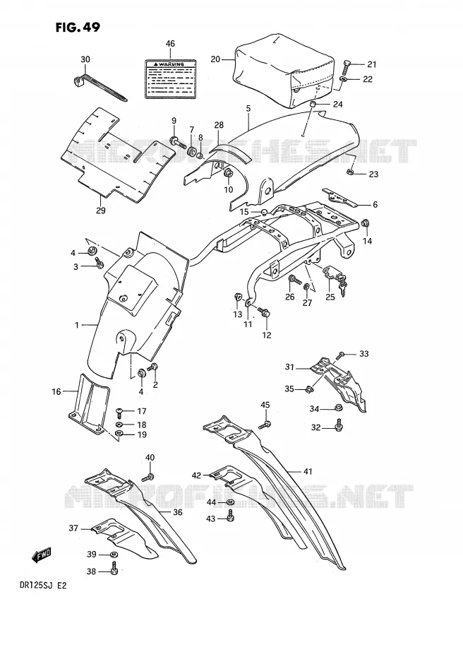 ACHTERSPATBORD Suzuki MOTO 125 DR 1985  DR125SF(E2)