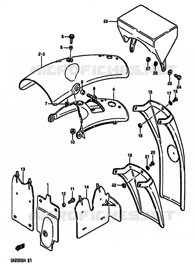 ACHTERSPATBORD Suzuki MOTO 250 DR 1984  DR250SE(E/F/G/H)