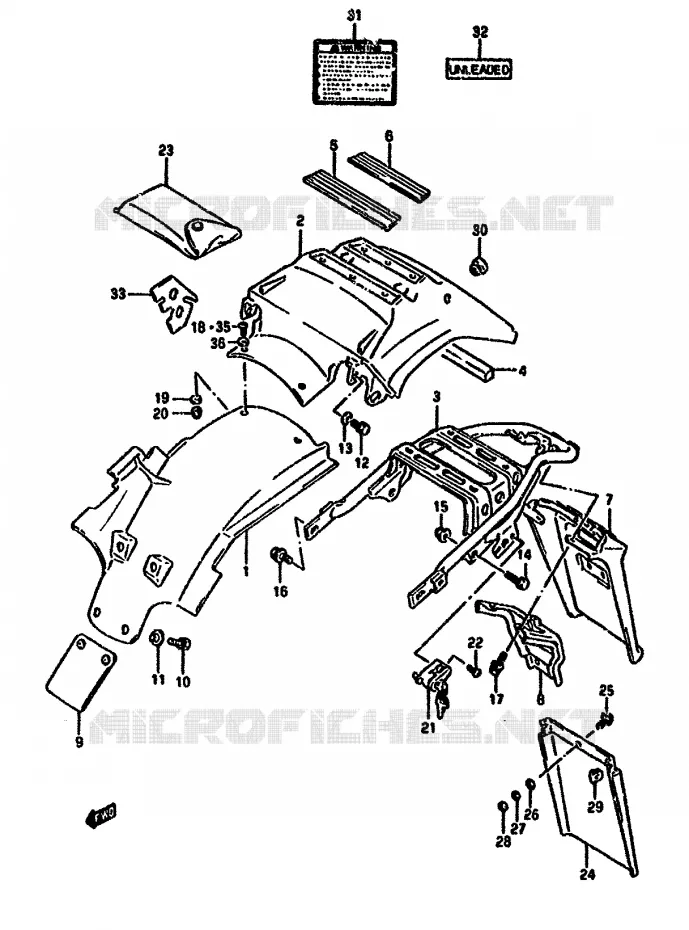 ACHTERSPATBORD Suzuki MOTO 650 DR 1993  DR650RUP(N/P/R)