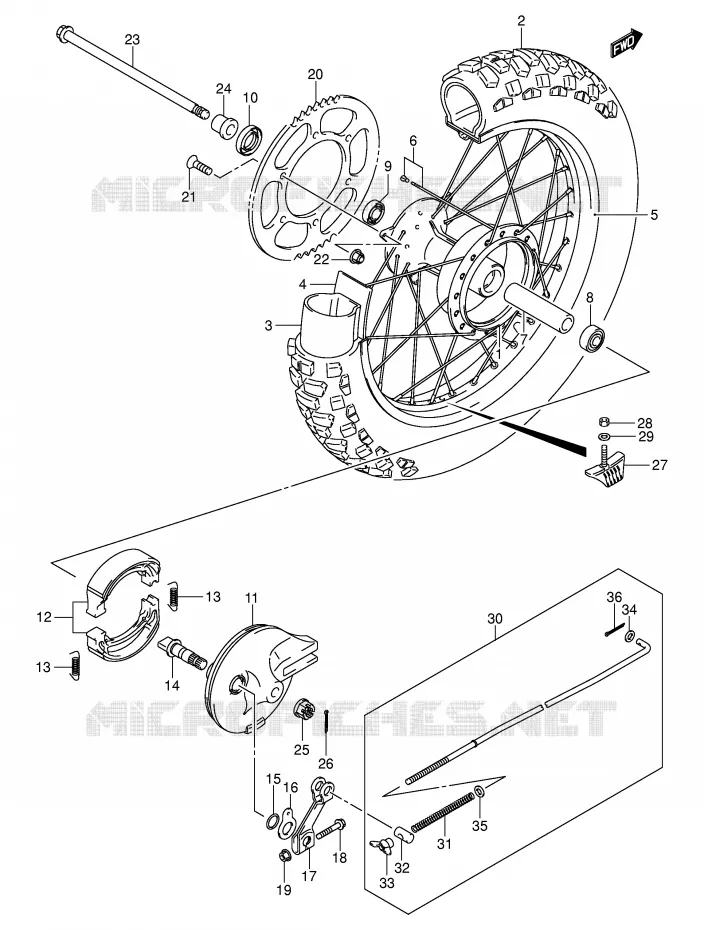 ACHTERWIEL (DR-Z125K3) Suzuki MOTO 125 DR-Z 2007  DR-Z125LK7(E3/E28)