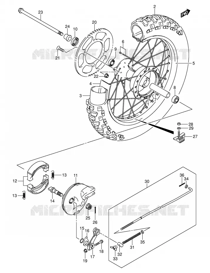 ACHTERWIEL (DR-Z125LK3) Suzuki MOTO 125 DR-Z 2005  DR-Z125K5(E3/E28)