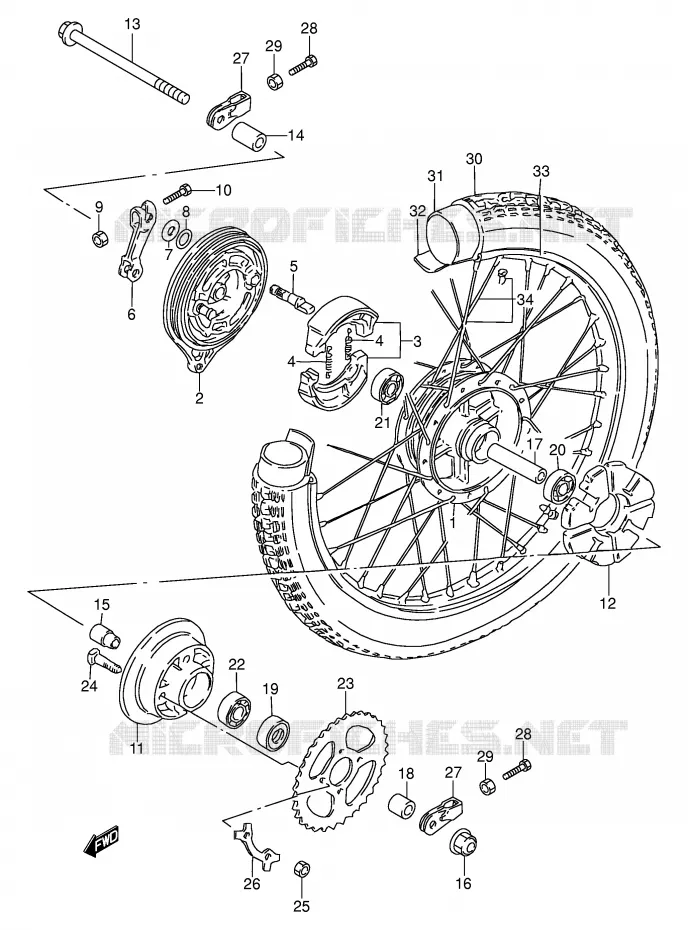 ACHTERWIEL (E94,P9,P48) Suzuki MOTO 100 AP 1996  AX100T(E94)