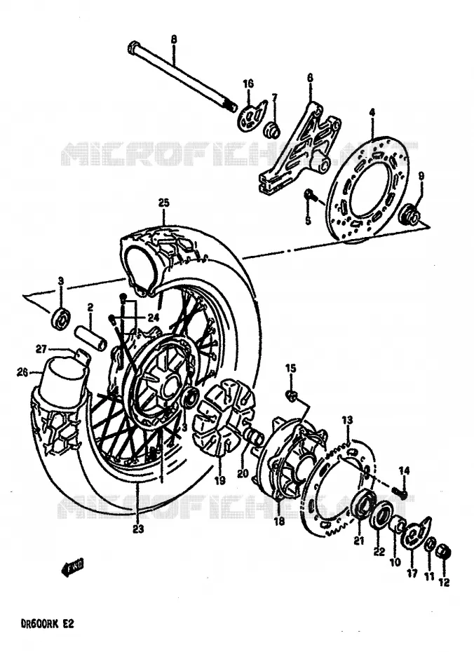 ACHTERWIEL (MODELE K) Suzuki MOTO 600 DR 1987  DR600RH(E2)