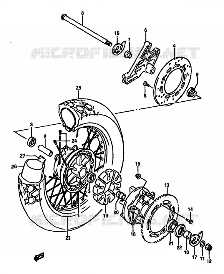 ACHTERWIEL (MODELE K) Suzuki MOTO 750 DR 1989  DR750SK(J/K)
