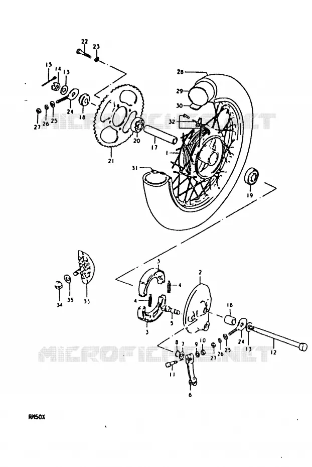 ACHTERWIEL (RM50T, RM50X) Suzuki MOTO 50 RM 1981  RM50X(C/N/T/X)