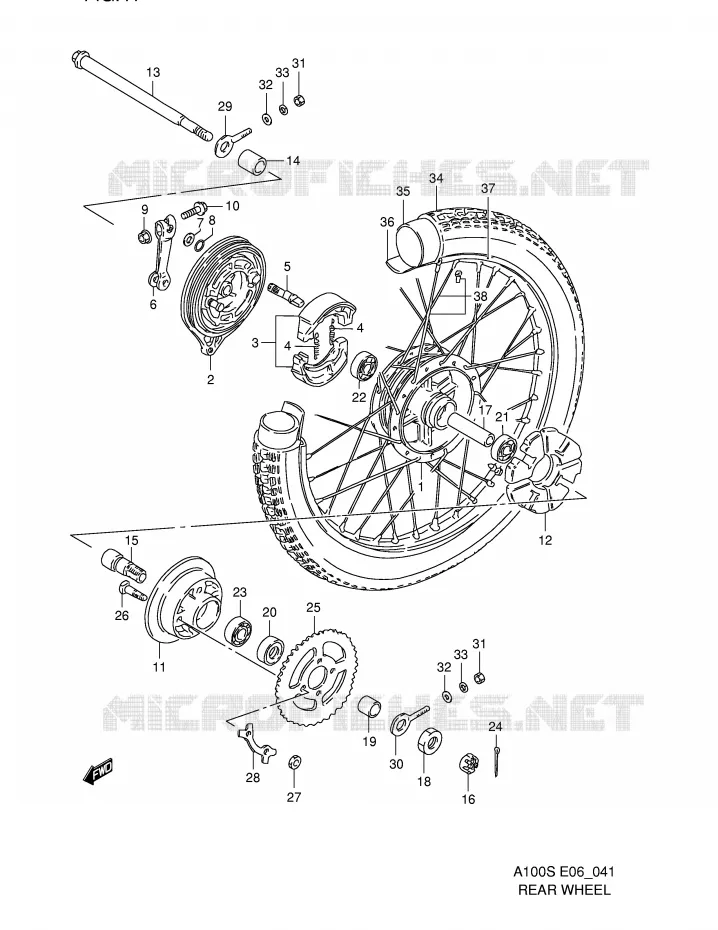 ACHTERWIEL Suzuki MOTO 100 A100 1994  A100R(E6)