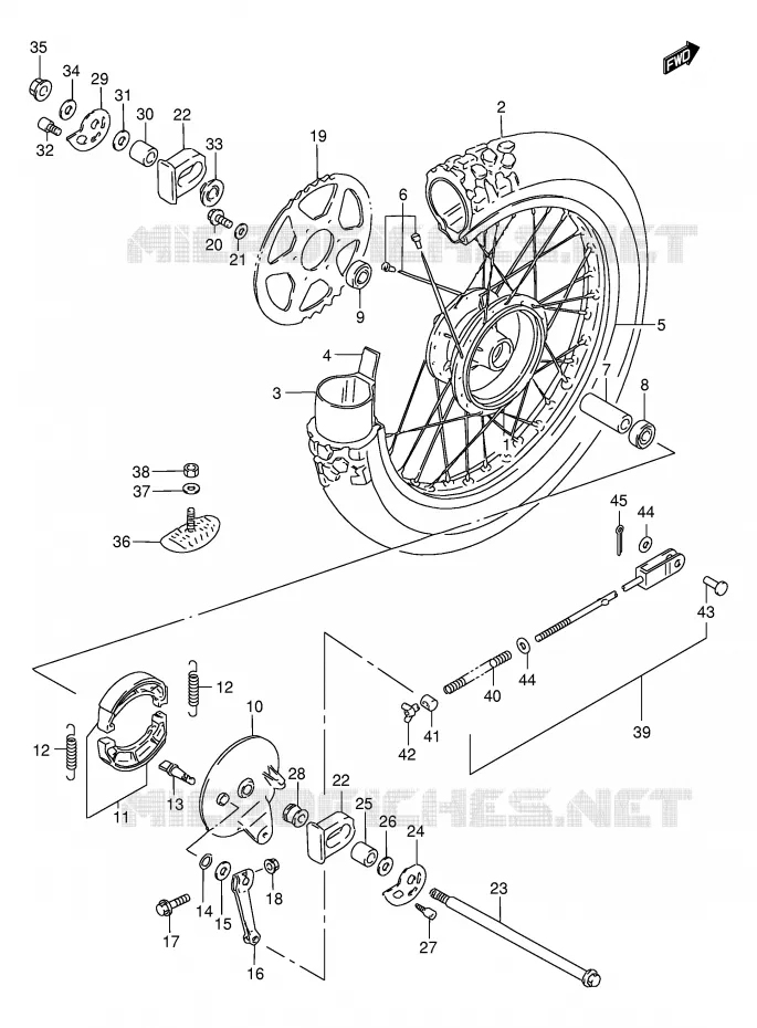 ACHTERWIEL Suzuki MOTO 200 DF 2000  DF200EY