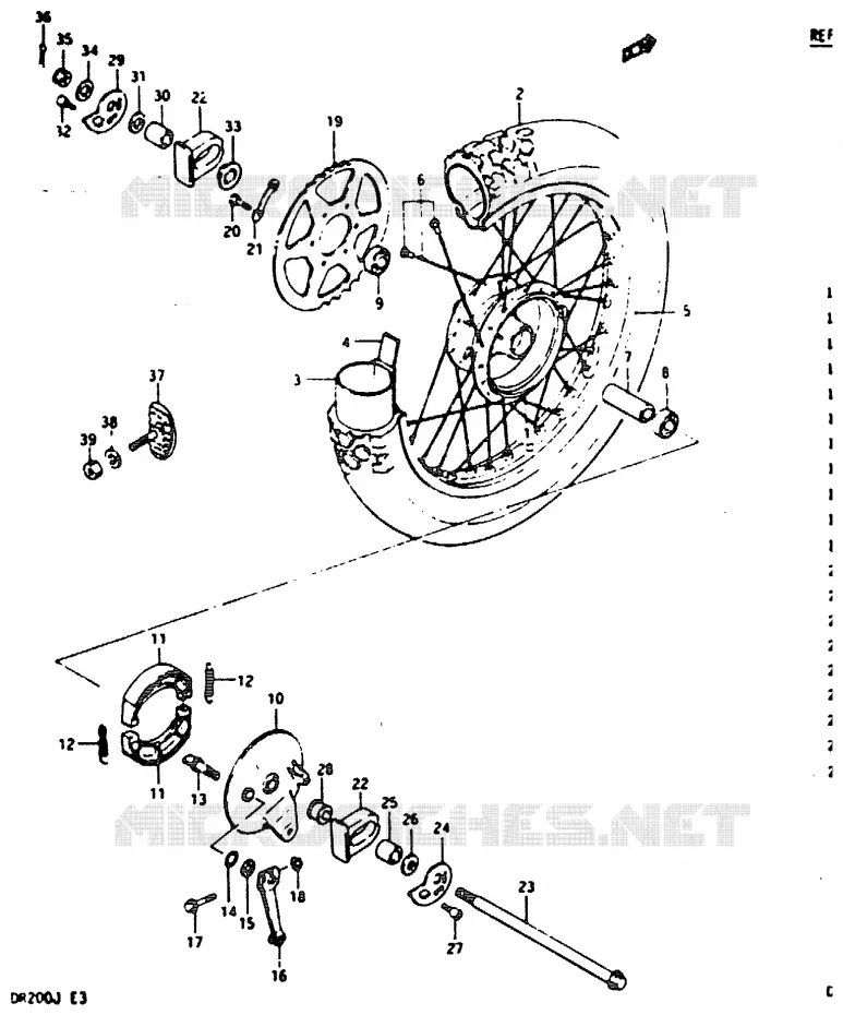 ACHTERWIEL Suzuki MOTO 200 DR 1987  DR200H(G/H/J)