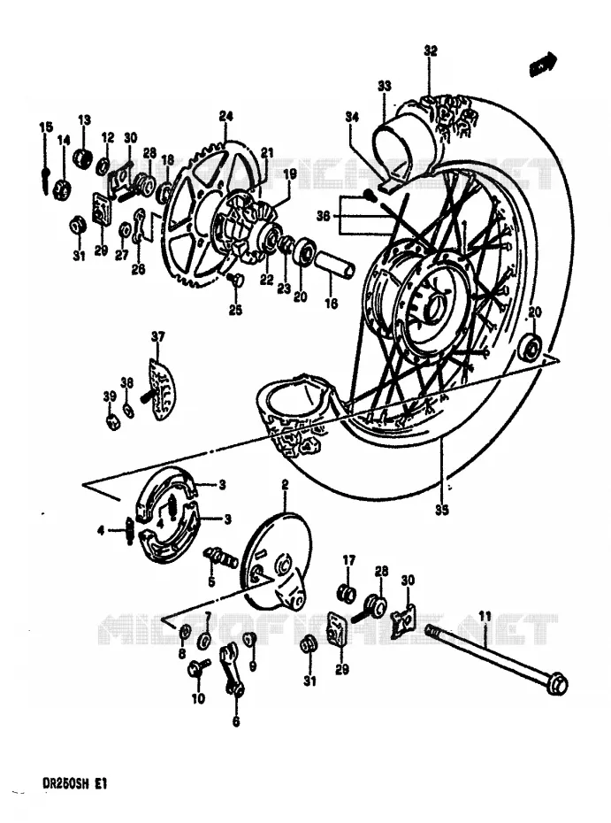 ACHTERWIEL Suzuki MOTO 250 DR 1984  DR250SE(E/F/G/H)