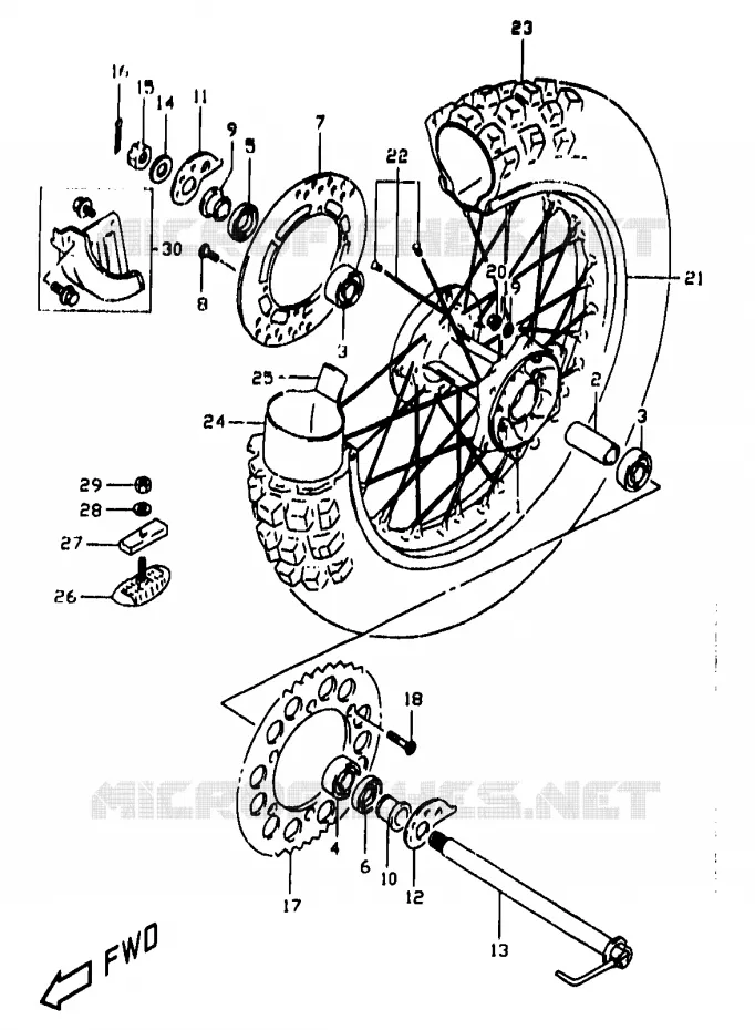 ACHTERWIEL Suzuki MOTO 350 DR 1999  DR350X(V/W/X)