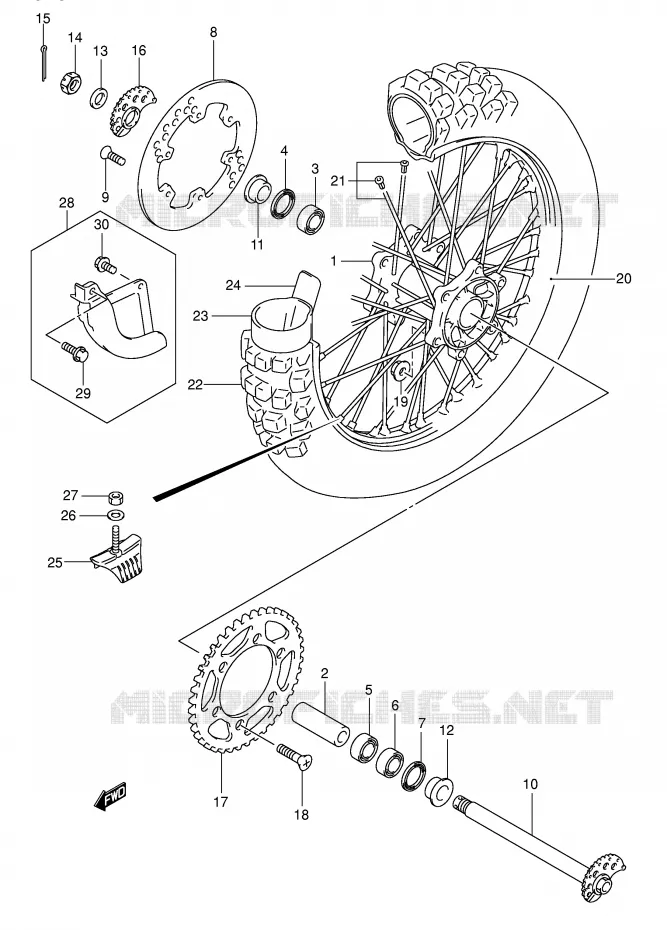 ACHTERWIEL Suzuki MOTO 400 DR-Z 2007  DR-Z400EK7(E3/E28)