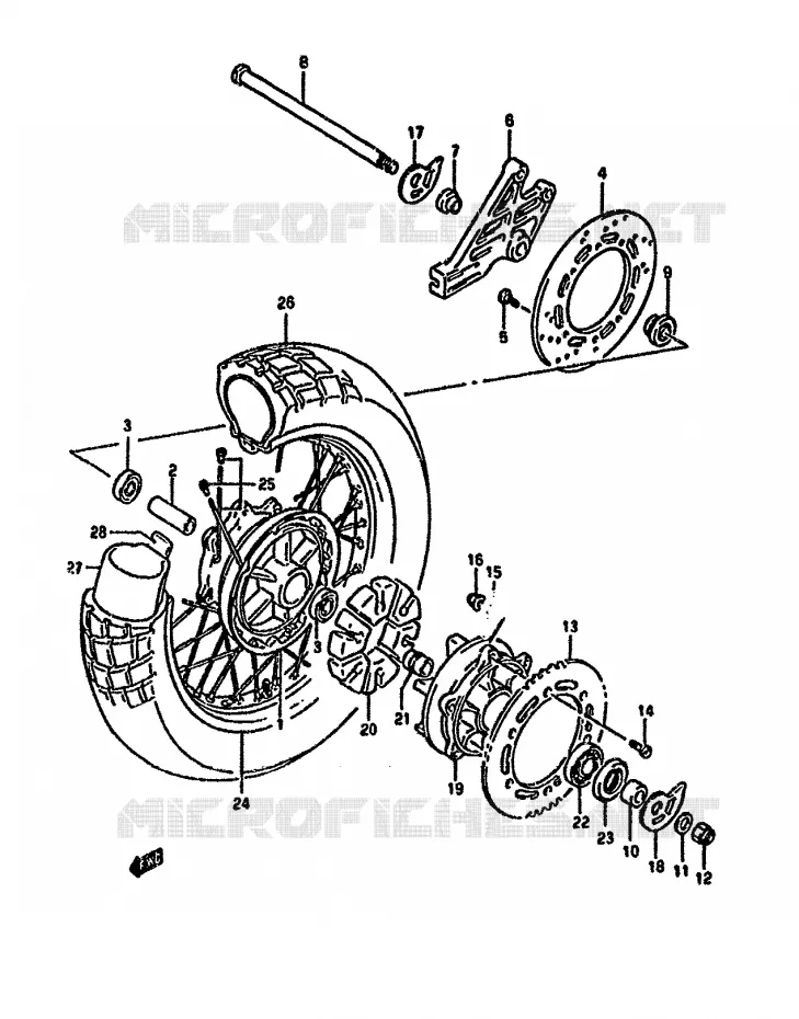 ACHTERWIEL Suzuki MOTO 650 DR 1992  DR650RUN(N/P/R)