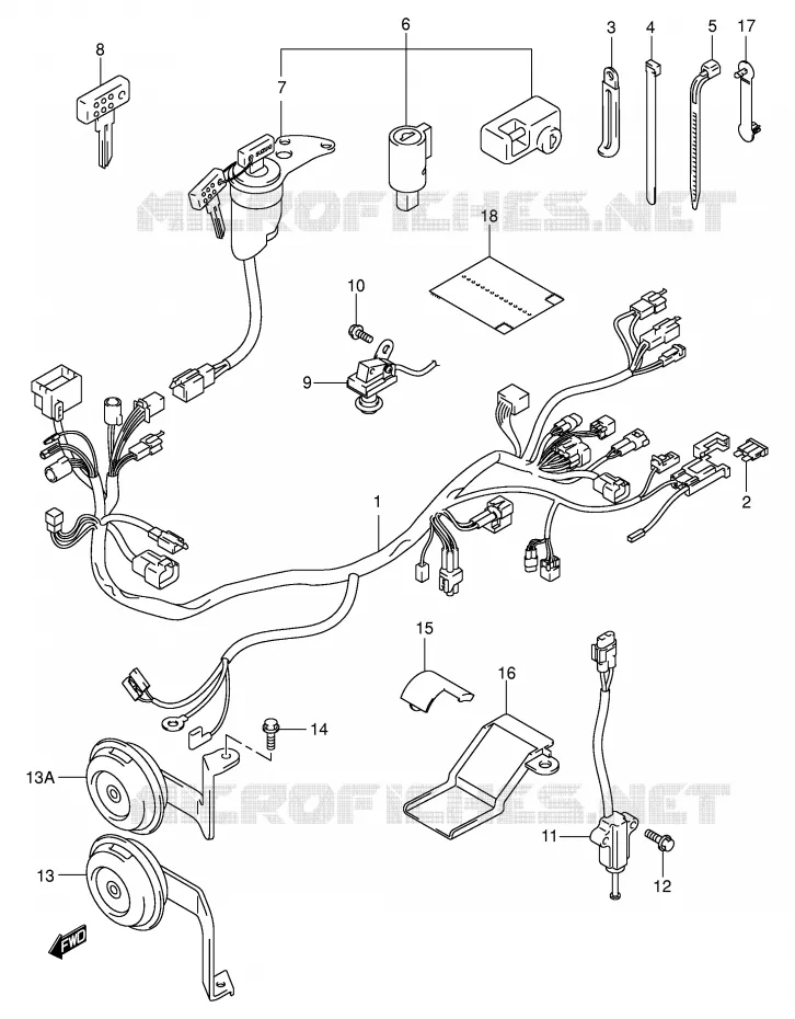 BEDRADING (DR-Z400EY/EK1/EK2/EK3/EK4 E24) Suzuki MOTO 400 DR-Z 2003  DR-Z400EK3(E1)