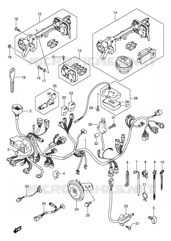 BEDRADING (MODELE K3/K4 E2,E19,E24,E71) Suzuki SCOOTER 250 BURGMAN 2005  AN250K5(E2)