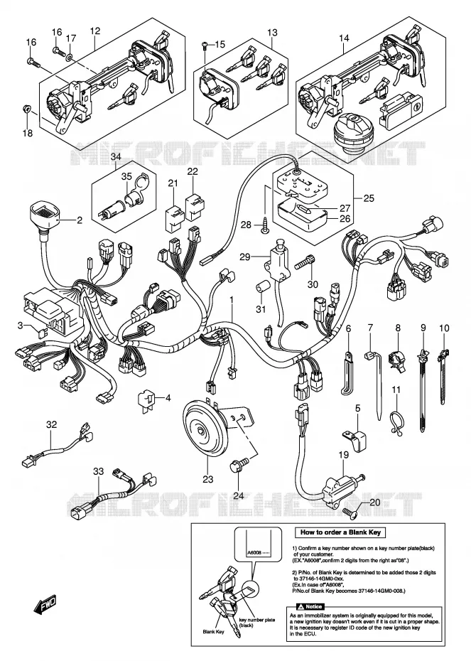 BEDRADING (MODELE K5/K6 E2,E19,IMOBI) Suzuki SCOOTER 250 BURGMAN 2004  AN250K4(E2)