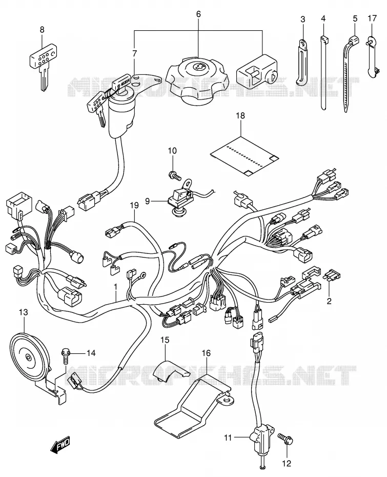 BEDRADING Suzuki MOTO 400 DR-Z 2001  DR-Z400SK1(E3/E28)