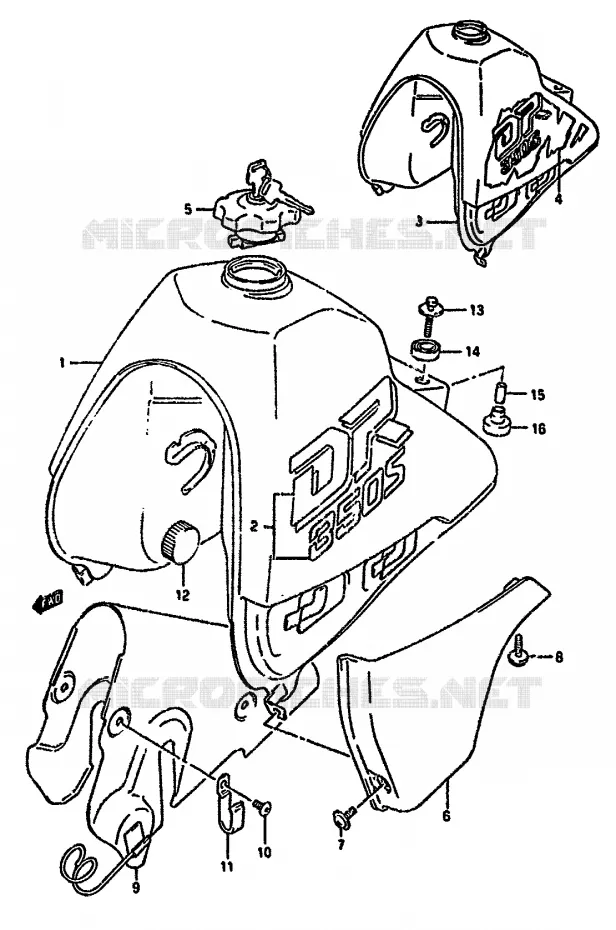 BENZINETANK (MODELE L/M) Suzuki MOTO 350 DR 1992  DR350SHN(L/M/N/P/R)