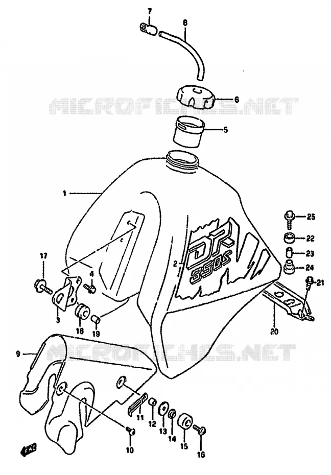 BENZINETANK (MODELE M E24) Suzuki MOTO 350 DR 1992  DR350SHN(L/M/N/P/R)