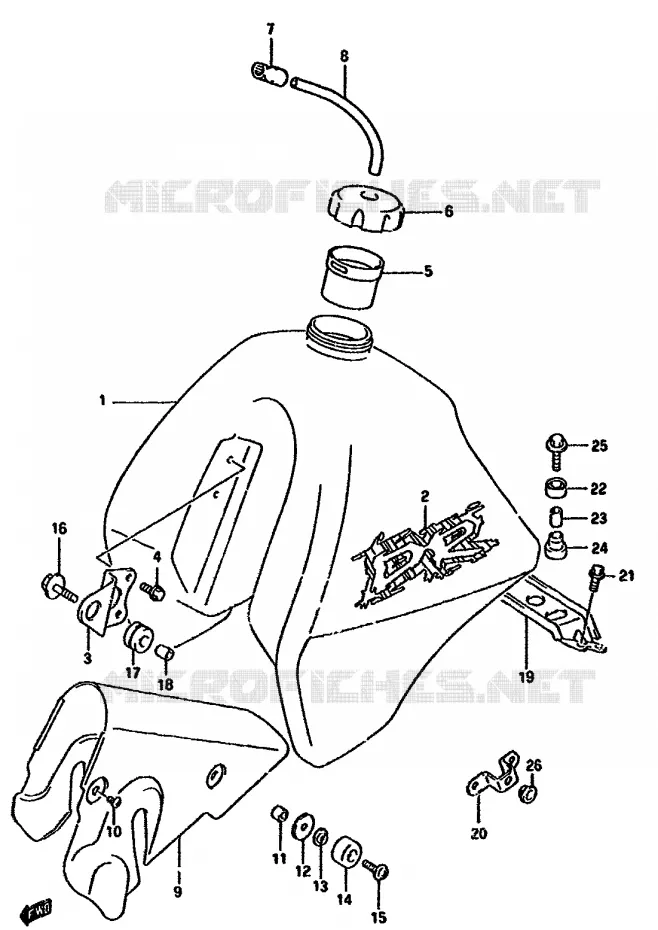 BENZINETANK (MODELE R E24) Suzuki MOTO 350 DR 1994  DR350SR(L/M/N/P/R)