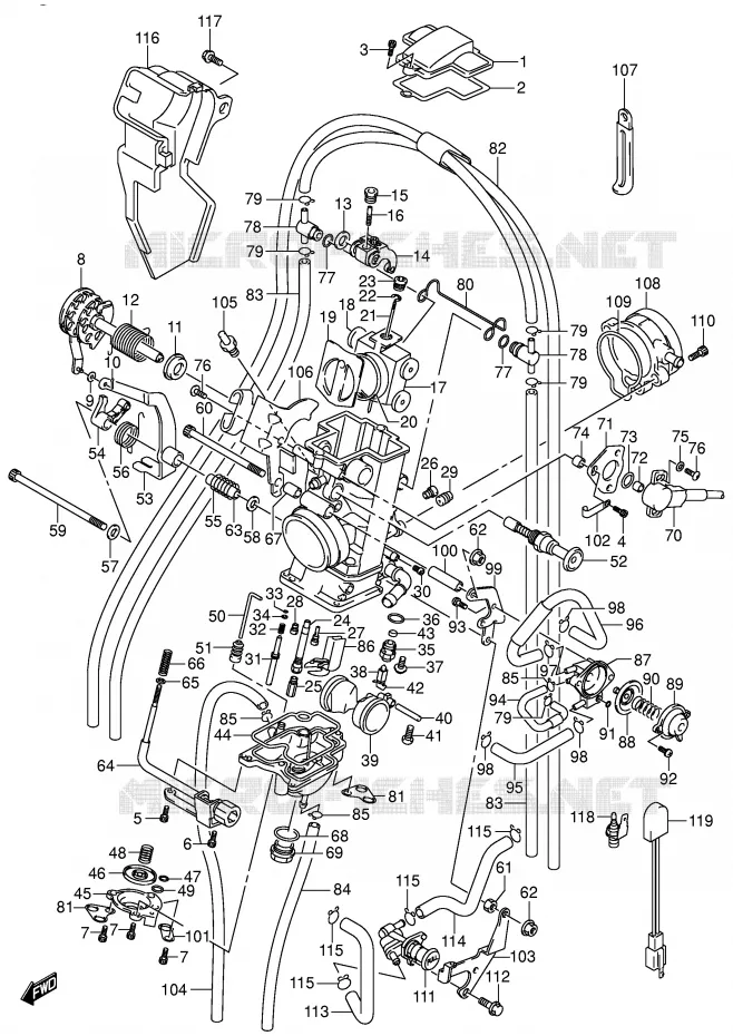 CARBURATOR (DR-Z400K3/EK3/K4/EK4) Suzuki MOTO 400 DR-Z 2000  DR-Z400Y(E1)