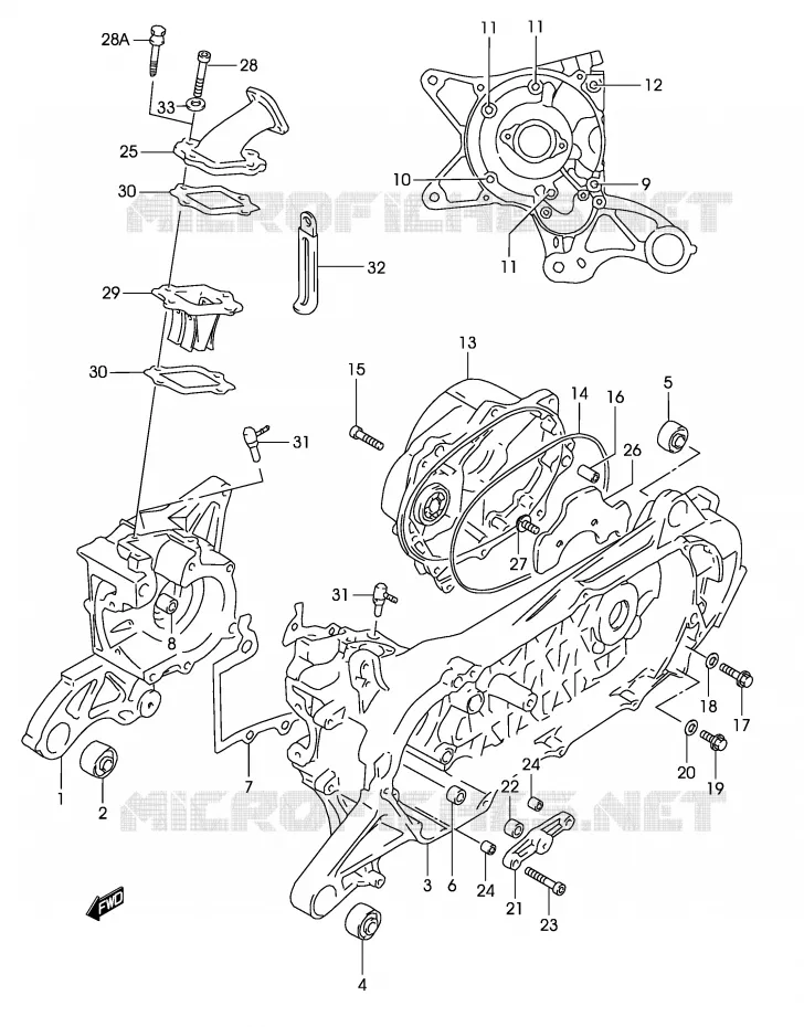 CASING (MODELE AY50 K1 ) Suzuki SCOOTER 50 KATANA 2002  AY50WRK2(P19)