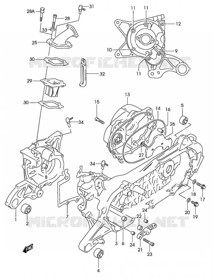 CASING (MODELE AY50 K2, VOIR NOTE ) Suzuki SCOOTER 50 KATANA 2003  AY50WSK3(P19)