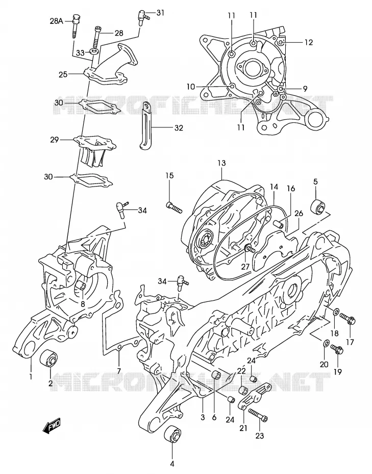 CASING (MODELE AY50 K3/K4) Suzuki SCOOTER 50 KATANA 2001  AY50WRK1(P19)