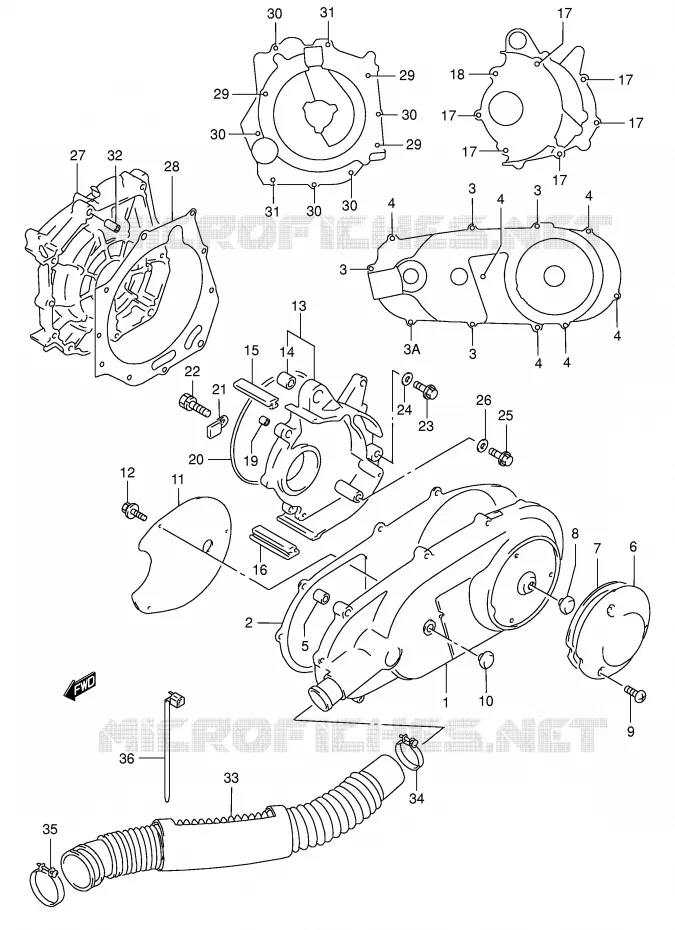 CASING (MODELE S) Suzuki SCOOTER 125 BURGMAN 1998  AN125W(E2)
