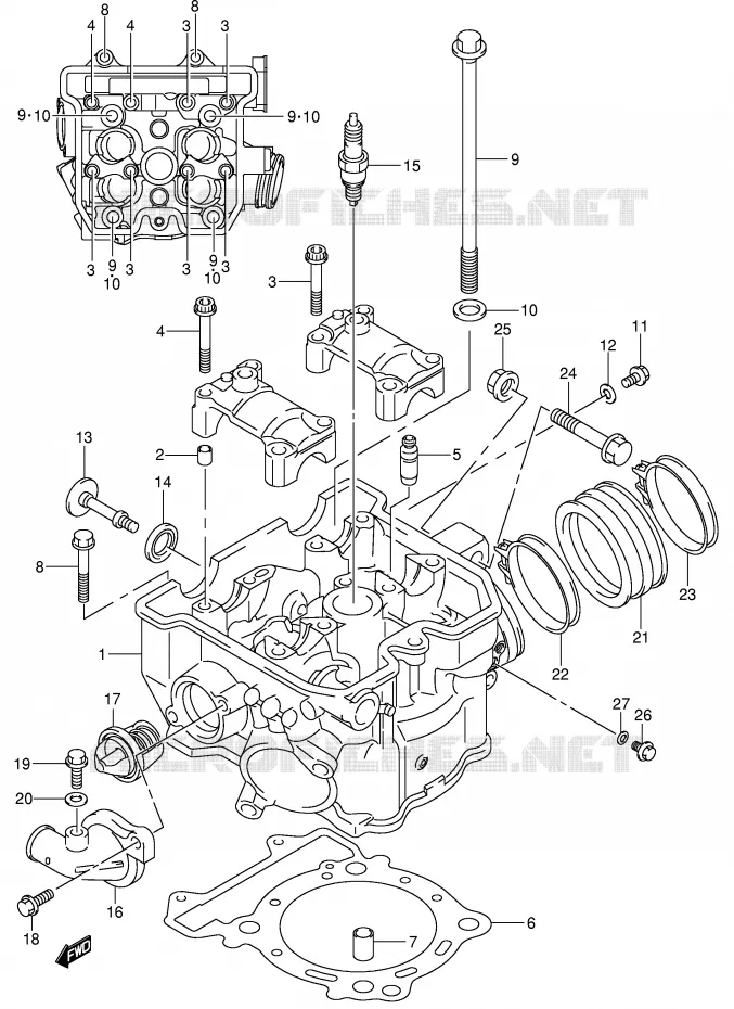 CILINDERKOP Suzuki MOTO 400 DR-Z 2004  DR-Z400SK4(E3/E28)