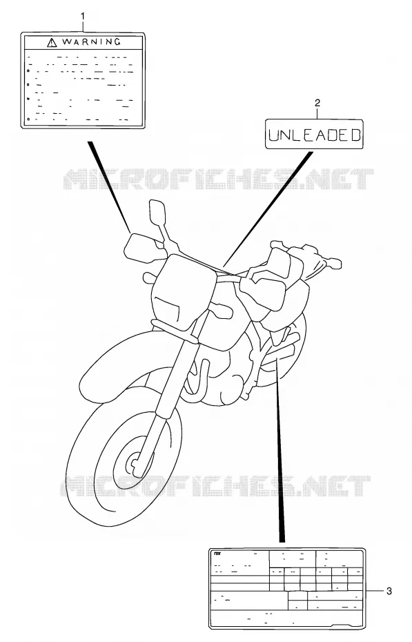 ETIKET (MODELE K1) Suzuki MOTO 650 DR 2005  DR650SEK5(E4)