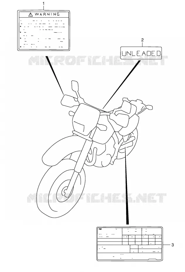 ETIKET (MODELE K2/K3) Suzuki MOTO 650 DR 2001  DR650SEK1(E4)