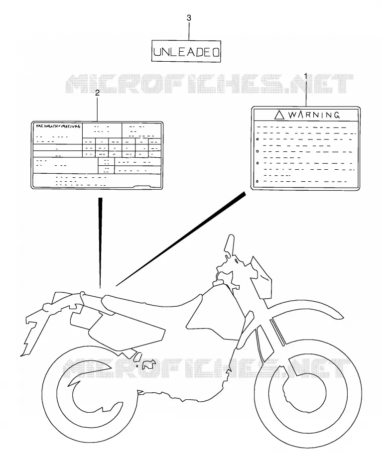 ETIKET (MODELE T/V/W/X) Suzuki MOTO 350 DR 1997  DR350SEV(E2)