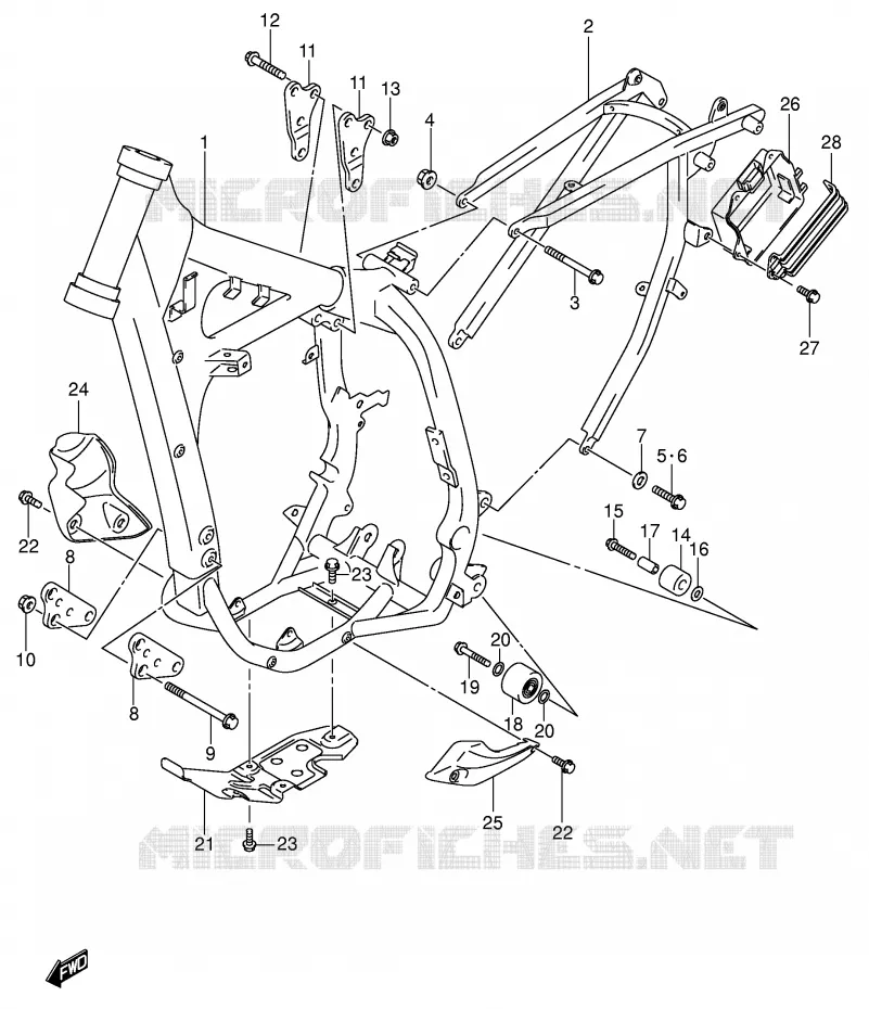 FRAME (MODELE K1/K2/K3/K4) Suzuki MOTO 400 DR-Z 2001  DR-Z400K1(E1)